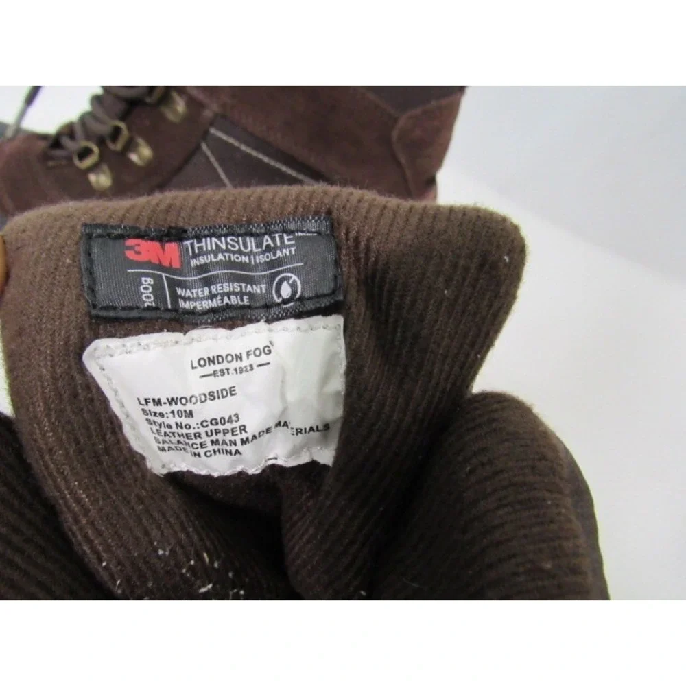 London Fog‎ Mens Thinsulate Snow Winter Boots Brown Lace Up Water Resistant 10 M